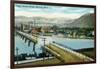 Missoula, Montana, Aerial View of the Higgins Avenue Bridge-Lantern Press-Framed Art Print