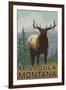Missoula, Montana - Elk Scene-Lantern Press-Framed Art Print