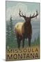 Missoula, Montana - Elk Scene-Lantern Press-Mounted Art Print