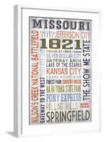 Missouri - Barnwood Typography-Lantern Press-Framed Art Print