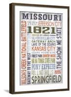 Missouri - Barnwood Typography-Lantern Press-Framed Art Print