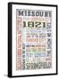 Missouri - Barnwood Typography-Lantern Press-Framed Art Print
