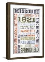 Missouri - Barnwood Typography-Lantern Press-Framed Art Print