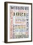 Missouri - Barnwood Typography-Lantern Press-Framed Art Print