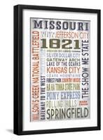 Missouri - Barnwood Typography-Lantern Press-Framed Art Print