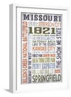 Missouri - Barnwood Typography-Lantern Press-Framed Art Print