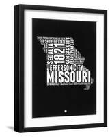 Missouri Black and White Map-NaxArt-Framed Art Print