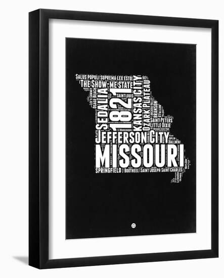 Missouri Black and White Map-NaxArt-Framed Art Print