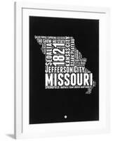 Missouri Black and White Map-NaxArt-Framed Art Print