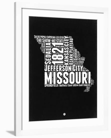 Missouri Black and White Map-NaxArt-Framed Art Print