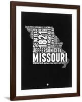 Missouri Black and White Map-NaxArt-Framed Art Print