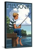 Missouri - Boy Fishing-Lantern Press-Stretched Canvas