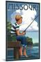 Missouri - Boy Fishing-Lantern Press-Mounted Art Print