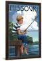 Missouri - Boy Fishing-Lantern Press-Framed Art Print