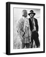 Missouri Breaks by Arthur Penn with Marlon Brando and Jack Nicholson, 1976 (b/w photo)-null-Framed Photo