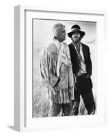 Missouri Breaks by Arthur Penn with Marlon Brando and Jack Nicholson, 1976 (b/w photo)-null-Framed Photo