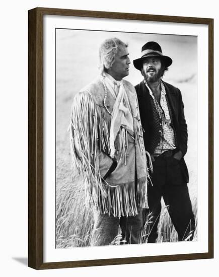 Missouri Breaks by Arthur Penn with Marlon Brando and Jack Nicholson, 1976 (b/w photo)-null-Framed Photo