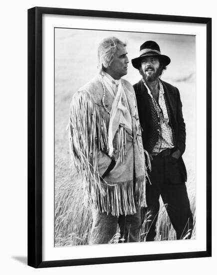 Missouri Breaks by Arthur Penn with Marlon Brando and Jack Nicholson, 1976 (b/w photo)-null-Framed Photo