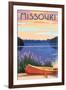 Missouri - Canoe and Lake-Lantern Press-Framed Art Print