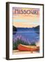 Missouri - Canoe and Lake-Lantern Press-Framed Art Print