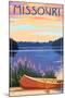 Missouri - Canoe and Lake-Lantern Press-Mounted Art Print