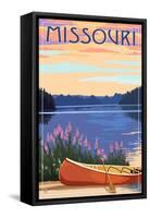 Missouri - Canoe and Lake-Lantern Press-Framed Stretched Canvas