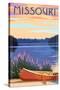 Missouri - Canoe and Lake-Lantern Press-Stretched Canvas