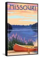 Missouri - Canoe and Lake-Lantern Press-Framed Stretched Canvas