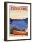 Missouri - Canoe and Lake-Lantern Press-Framed Art Print