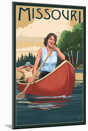 Missouri - Canoers on Lake-Lantern Press-Mounted Art Print