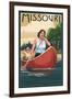 Missouri - Canoers on Lake-Lantern Press-Framed Art Print