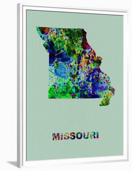 Missouri Color Splatter Map-NaxArt-Framed Premium Giclee Print