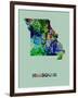 Missouri Color Splatter Map-NaxArt-Framed Art Print