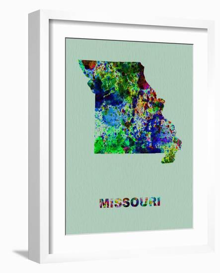 Missouri Color Splatter Map-NaxArt-Framed Art Print