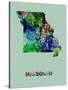 Missouri Color Splatter Map-NaxArt-Stretched Canvas