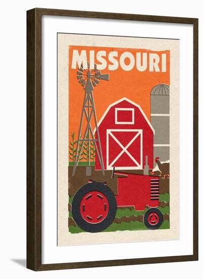 Missouri - Country - Woodblock-Lantern Press-Framed Art Print