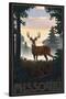 Missouri - Deer and Sunrise-Lantern Press-Stretched Canvas