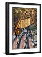 Missouri - Fishing Still Life-Lantern Press-Framed Art Print