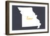 Missouri - Home State - White on Gray-Lantern Press-Framed Art Print