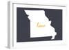 Missouri - Home State - White on Gray-Lantern Press-Framed Art Print