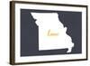 Missouri - Home State - White on Gray-Lantern Press-Framed Art Print