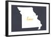 Missouri - Home State - White on Gray-Lantern Press-Framed Art Print