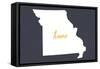 Missouri - Home State - White on Gray-Lantern Press-Framed Stretched Canvas