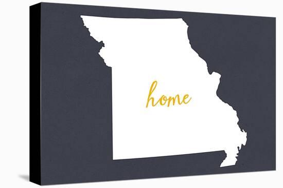 Missouri - Home State - White on Gray-Lantern Press-Stretched Canvas