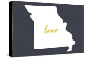 Missouri - Home State - White on Gray-Lantern Press-Stretched Canvas