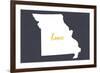 Missouri - Home State - White on Gray-Lantern Press-Framed Premium Giclee Print