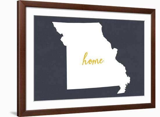 Missouri - Home State - White on Gray-Lantern Press-Framed Art Print