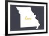 Missouri - Home State - White on Gray-Lantern Press-Framed Art Print