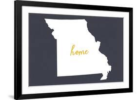 Missouri - Home State - White on Gray-Lantern Press-Framed Art Print