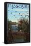 Missouri - Hunter and Lake-Lantern Press-Framed Stretched Canvas